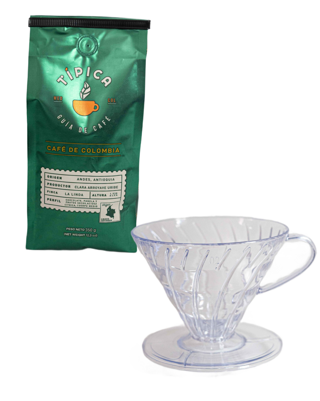 Kit v60 acrílico + café tradicional 350