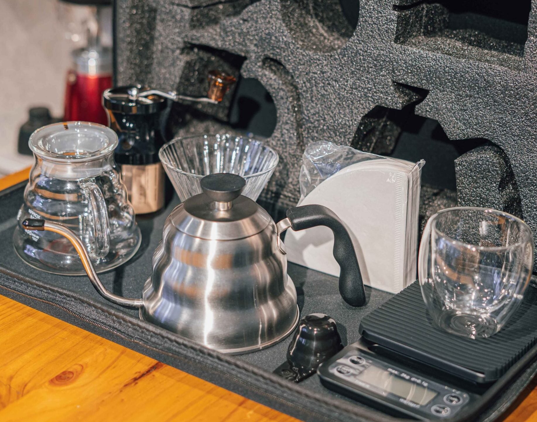 Maleta viajera de café para baristas